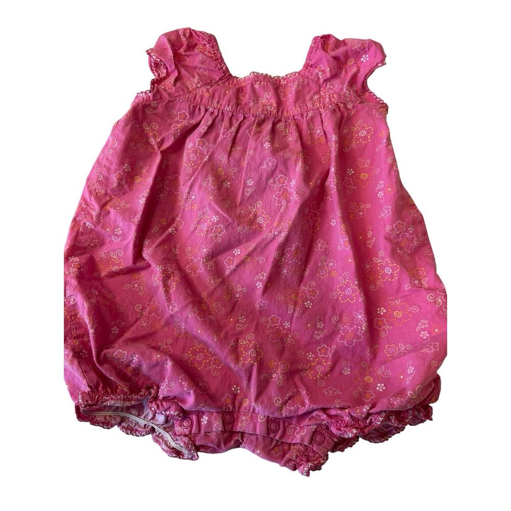 Vintage 90s Sprockets 24 Months Baby Girl Romper Pink Flowers Snaps Read